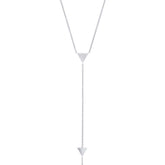 0.13ct 14k White Gold Diamond Pave Triangle Lariat Necklace